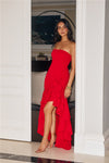 RED RUFFLE MERMAID DRESS