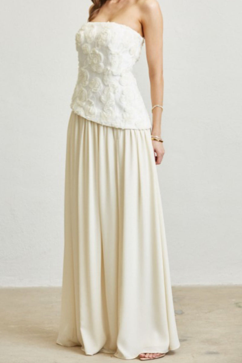 ROSETTE CHIFFON MAXI DRESS