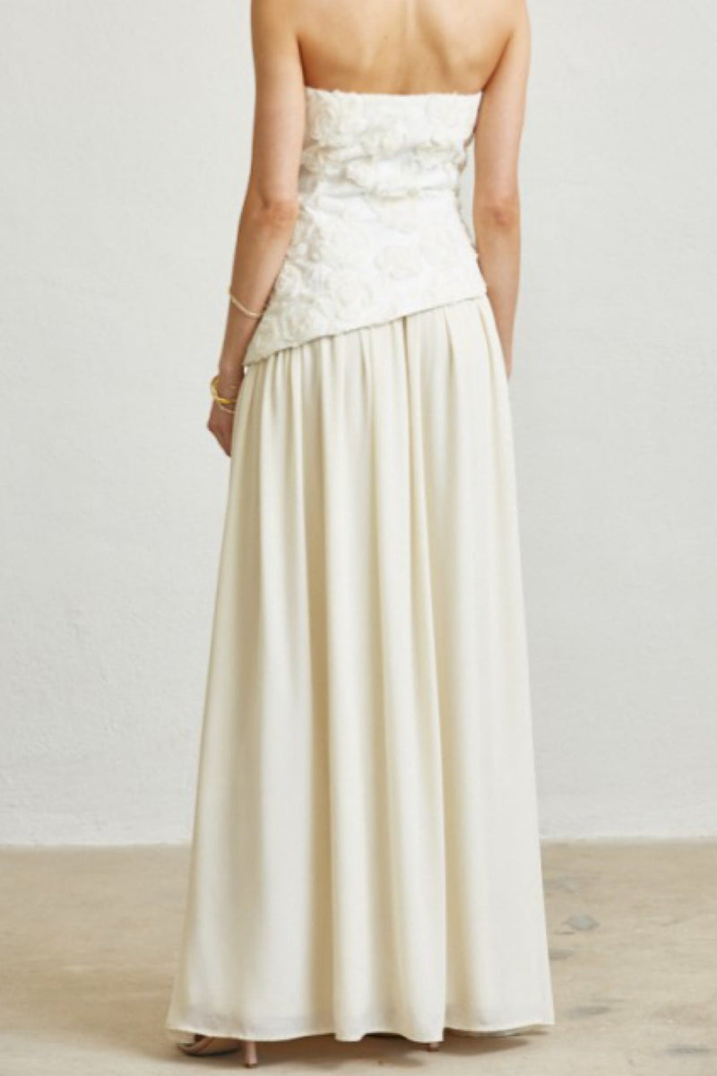 ROSETTE CHIFFON MAXI DRESS