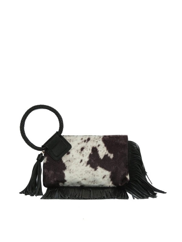 COW PRINT WRISTLET CLUTCH