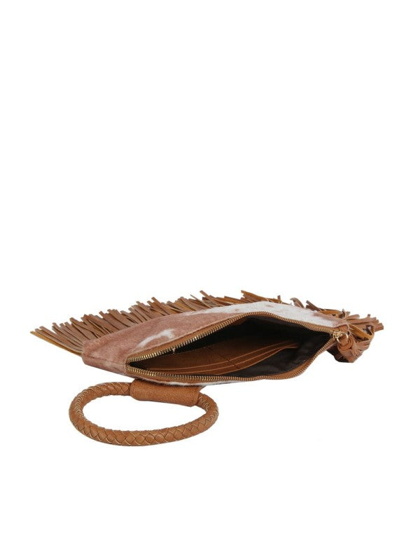 COW PRINT WRISTLET CLUTCH