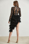 LACE FEATHER ASSYMETRIC DRESS