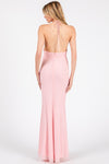 PINK BEADED HALTER MAXI