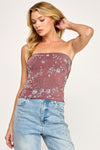 FLORAL BEADED STRAPLESS TOPS
