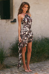SHILOH BROWN KESHI HALTER DRESS
