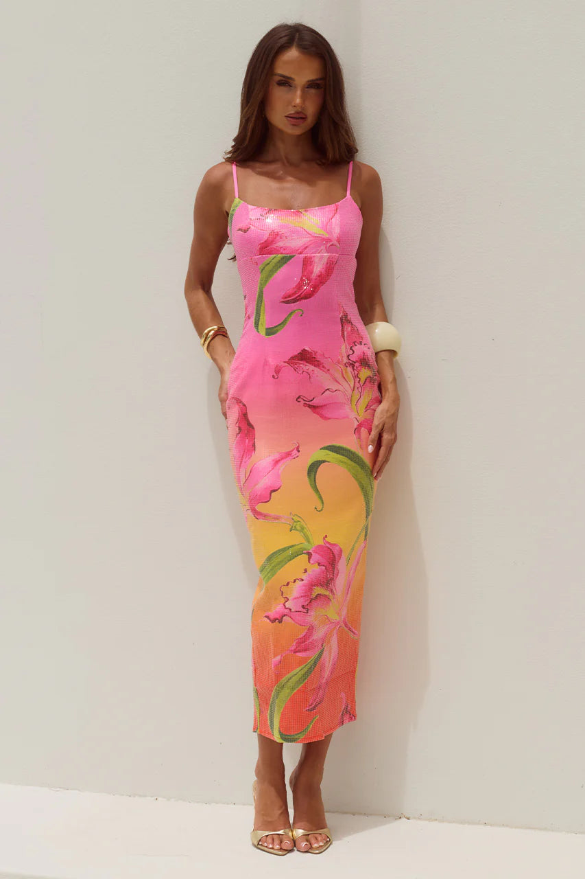 kyra midi dress in paradise ombre KYRA MIDI DRESS - PARADISE OMBRE
