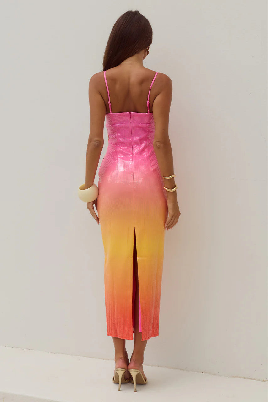 kyra midi dress in paradise ombre KYRA MIDI DRESS - PARADISE OMBRE