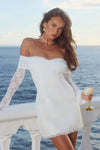 LEONA LACE LONG SLEEVE MINI DRESS - WHITE