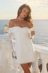 LEONA LACE LONG SLEEVE MINI DRESS - WHITE