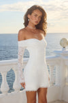 LEONA LACE LONG SLEEVE MINI DRESS - WHITE