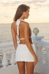 NERINE LOW PLUNGE COWL MINI DRESS - WHITE