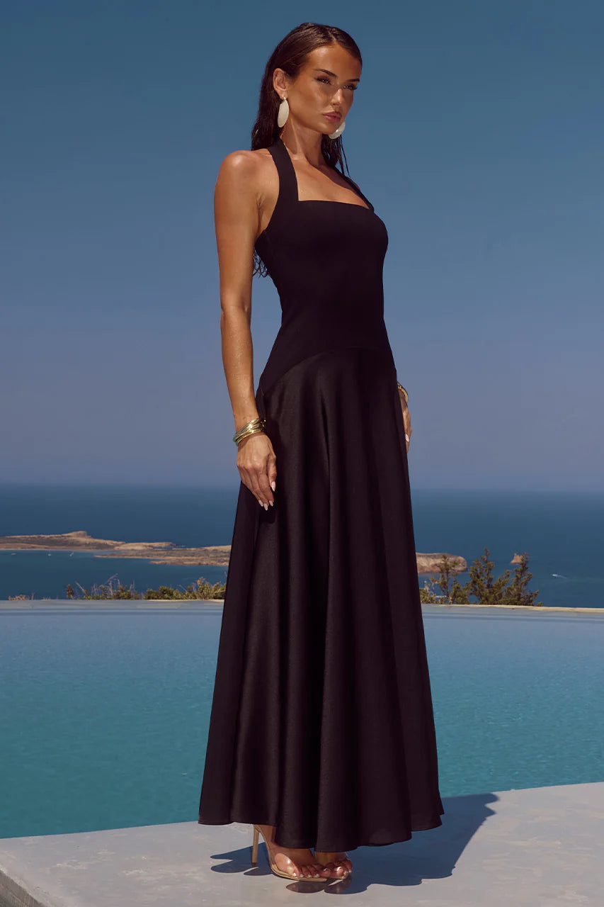 BLACK ODINA SQUARE NECK MAXI