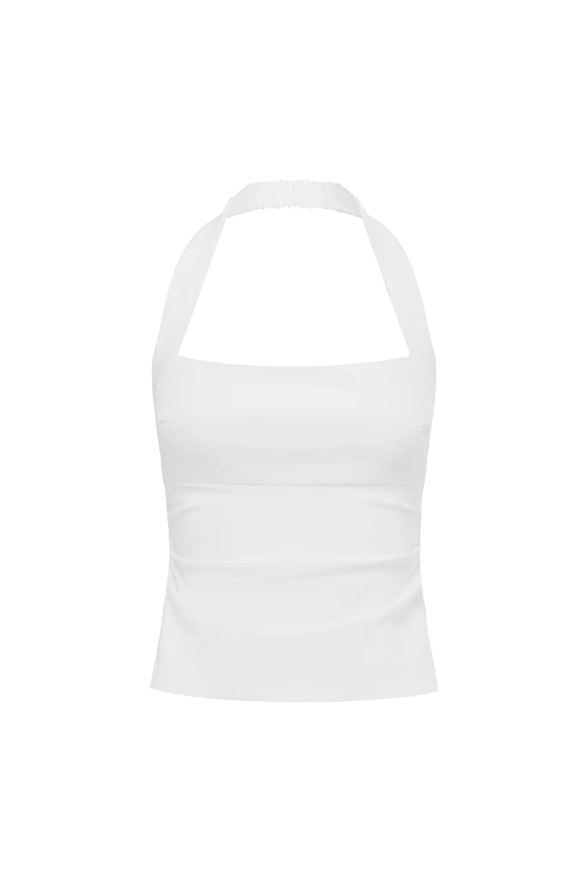 WHITE PARKER HALTER TOP