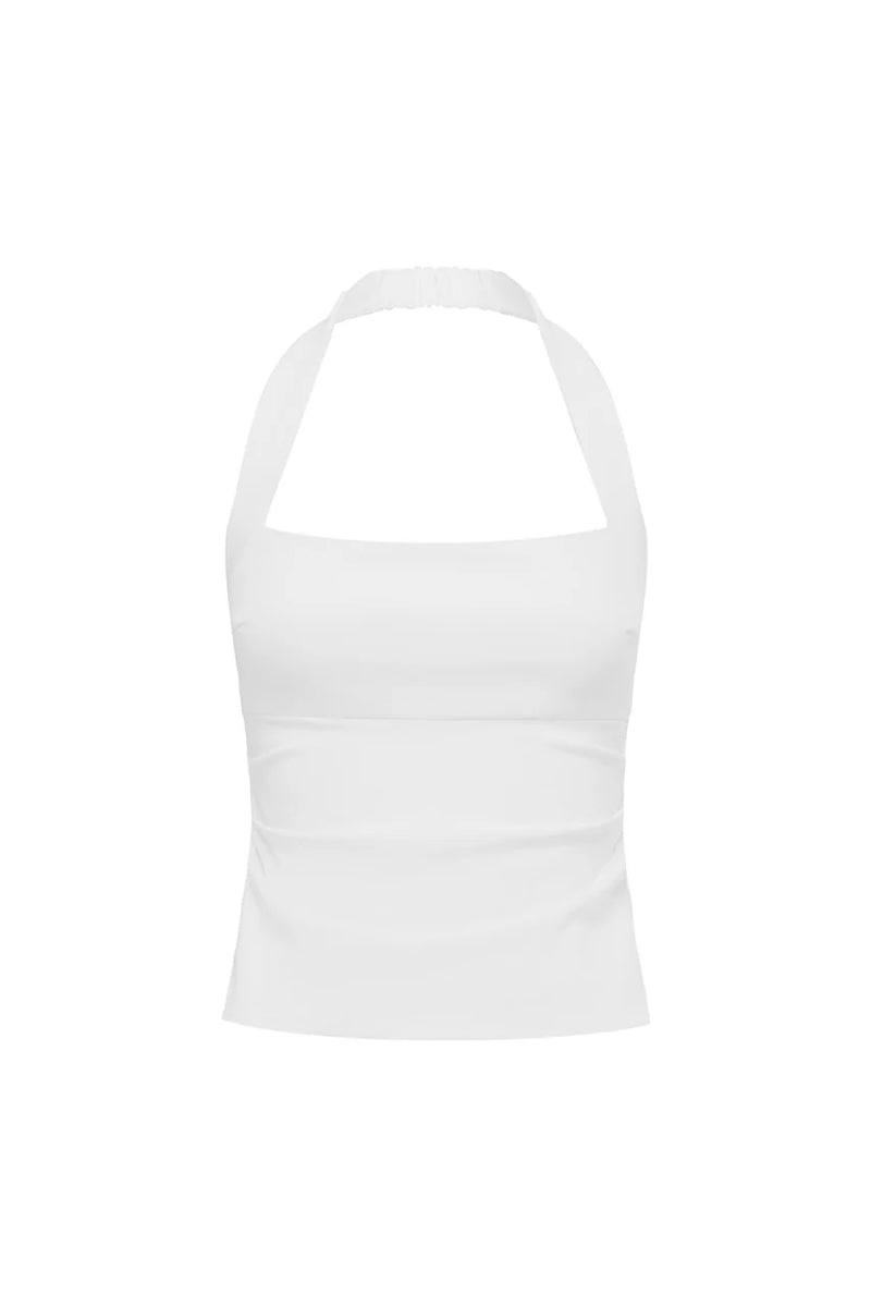 WHITE PARKER HALTER TOP