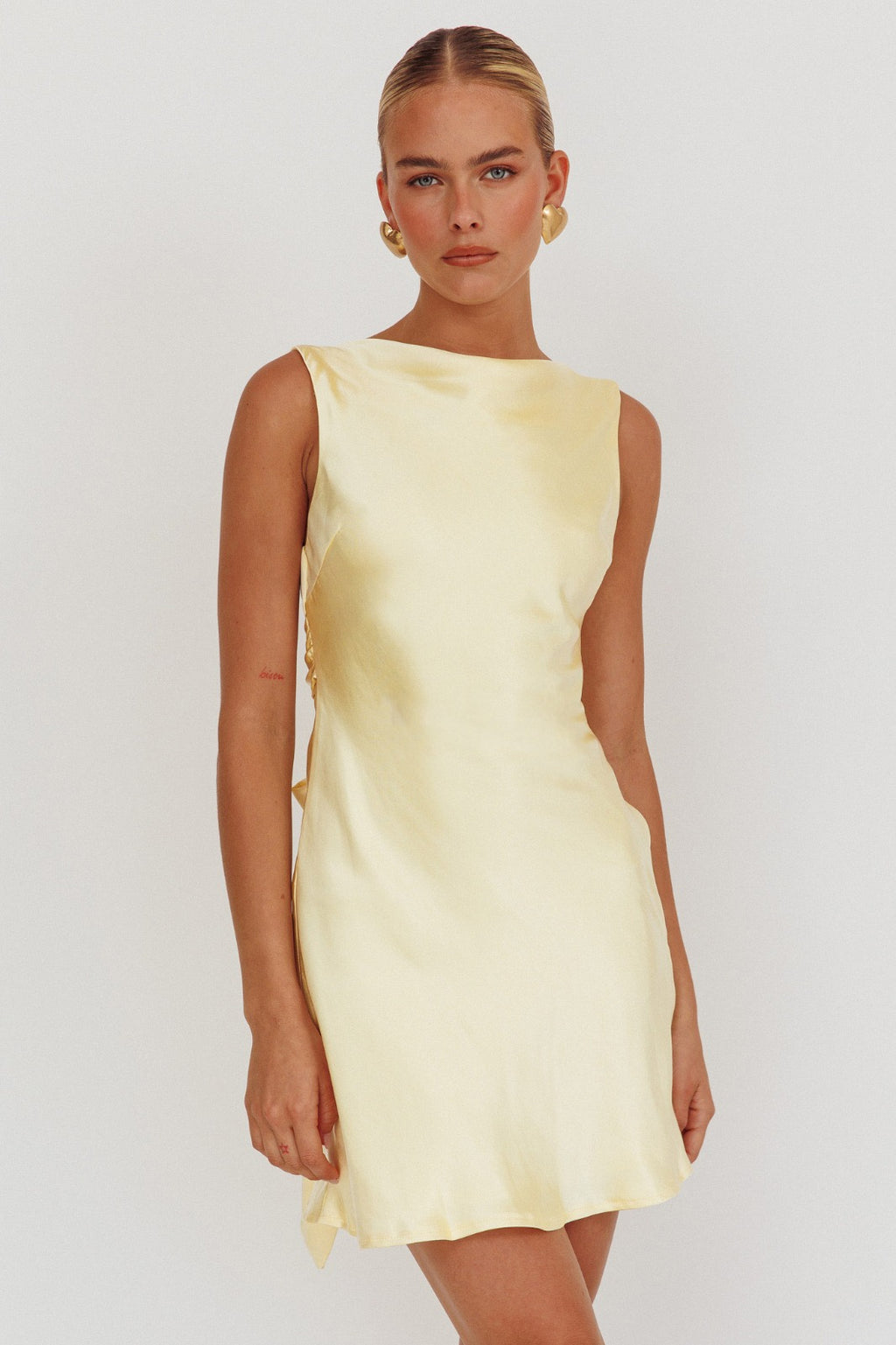 LEMON SATIN BOW BACK MINI