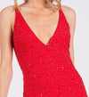 RED MESH BEADED LONG MAXI