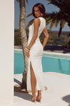 WHITE SHARNI RUCHED MIDI