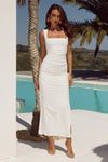WHITE SHARNI RUCHED MIDI