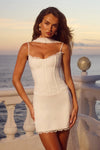 STARLA BUSTIER SCARF MINI DRESS - WHITE