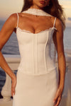 STARLA BUSTIER SCARF MINI DRESS - WHITE