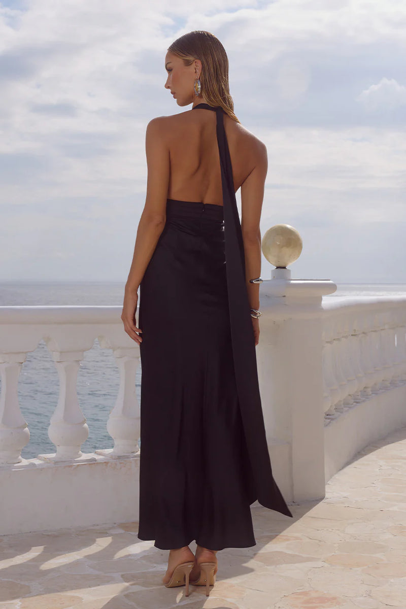 NOIR SYLVIE PLUNGE V NECK MAXI