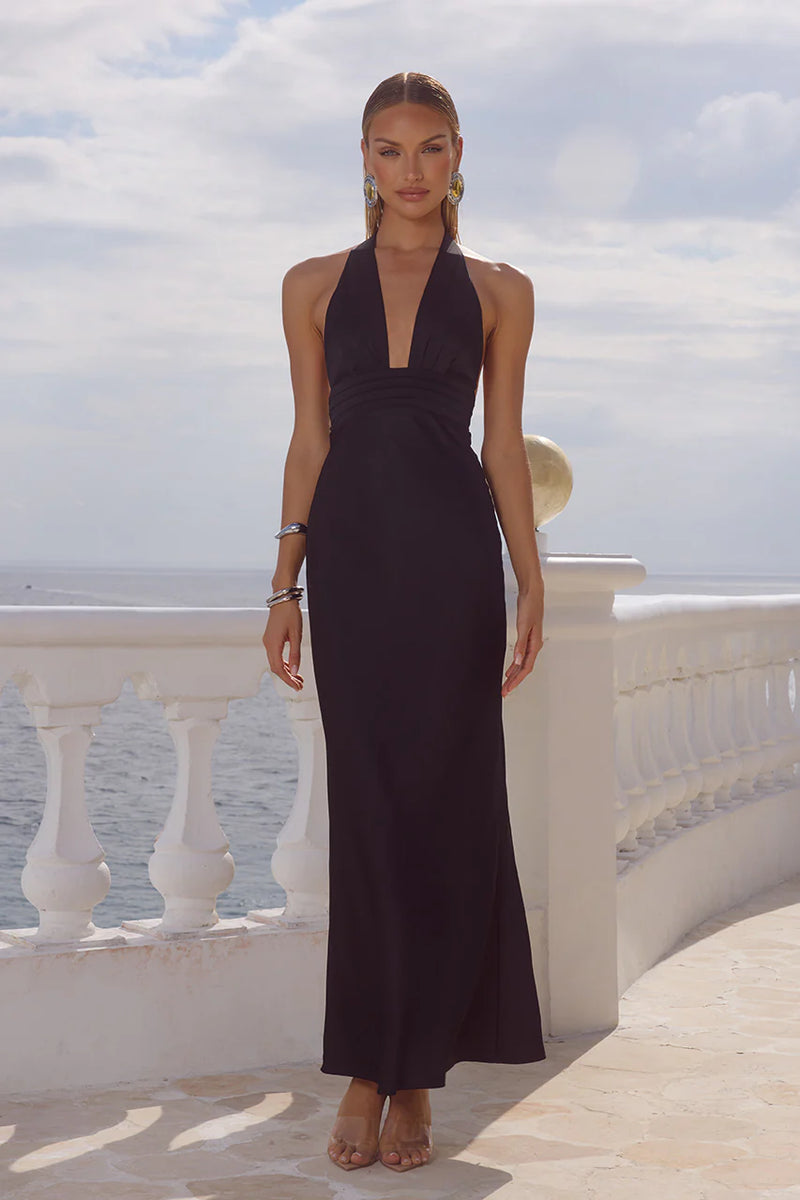 NOIR SYLVIE PLUNGE V NECK MAXI