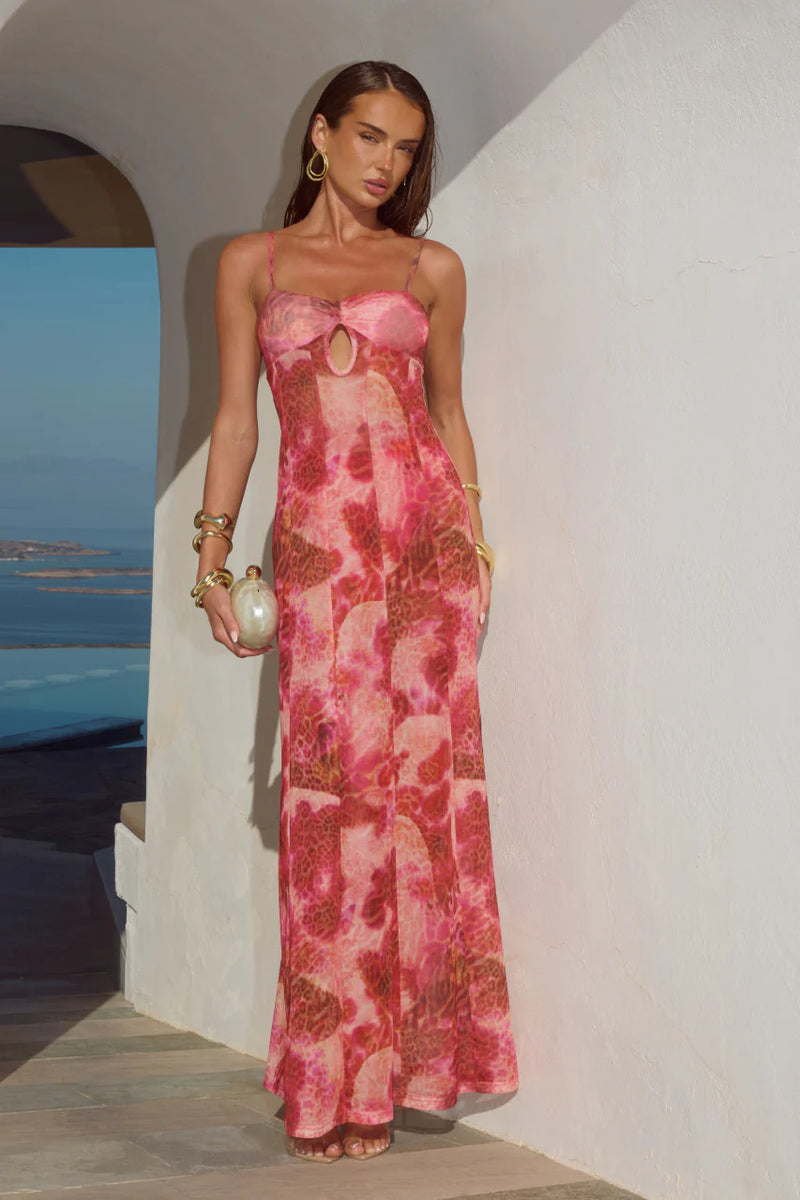 TISHA SHEER MAXI DRESS MOANA PINK
