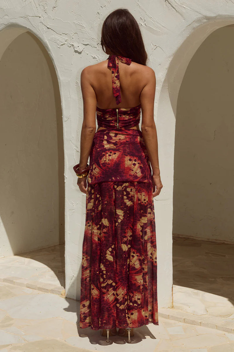 ELIANA RED VALLETA HALTER SET