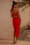 RED DANI MIDI DRESS