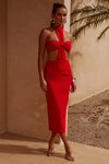 RED DANI MIDI DRESS