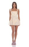 CREAM FLORAL A LINE DRESS