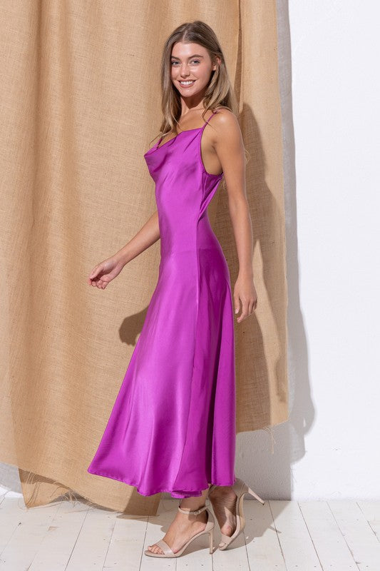 SATIN BASIC LONG DRESS