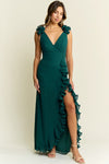 EMERALD CHIFFON WRAP DRESS