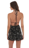 FLORAL SEQUIN BEADED  DRESS IN BLACK