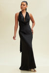COWL NECK SATIN DRESS