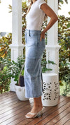 LIGHT WASH DENIM MIDI SKIRT