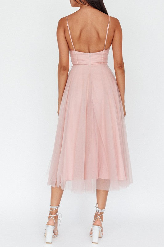 BLUSH CORSET TULLE MIDI