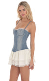 DENIM TWO TONED RUFFLE DRESS