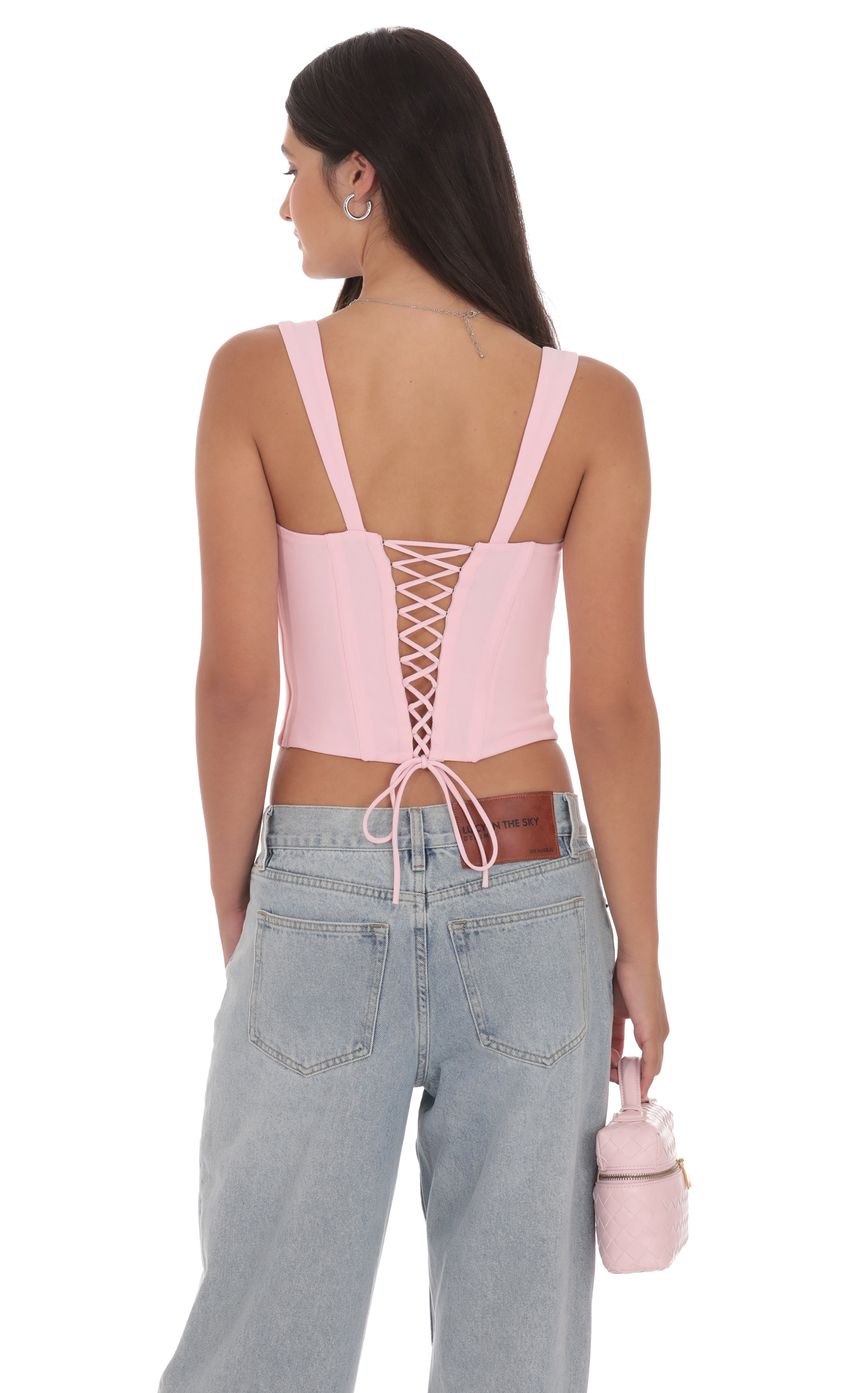 DETAILED CORSET TOP IN PINK