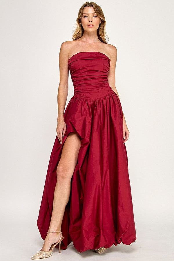 POPLIN STRAPLESS GOWN