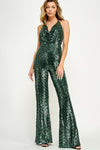 SEQUIN COWL NECK JUMPSUIT