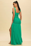 GREEN SOLID JERSEY RUCHED MAXI