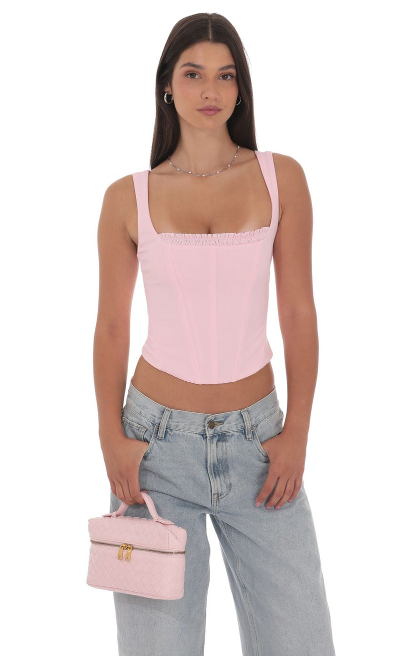 DETAILED CORSET TOP IN PINK