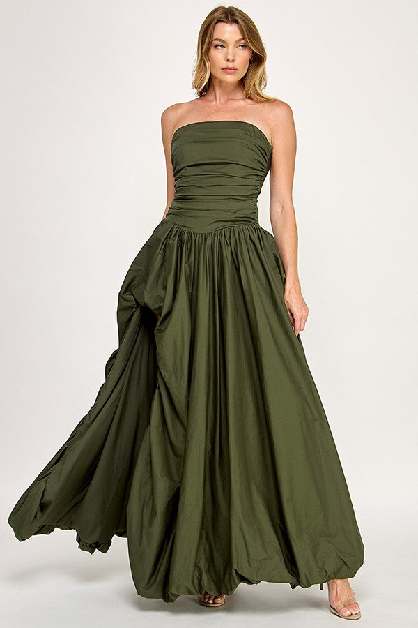 POPLIN STRAPLESS GOWN