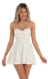 LACE BUST FLARE DRESS IN WHITE