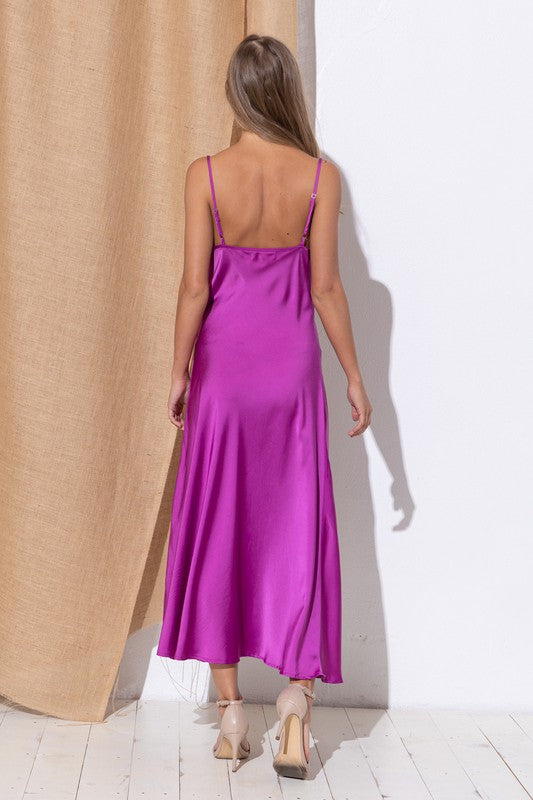SATIN BASIC LONG DRESS