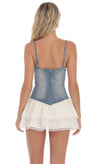 DENIM TWO TONED RUFFLE DRESS
