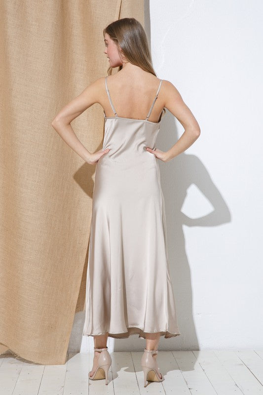 SATIN BASIC LONG DRESS