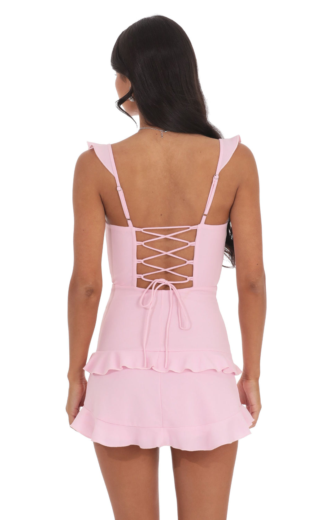PINK RUFFLE CORSET DRESS