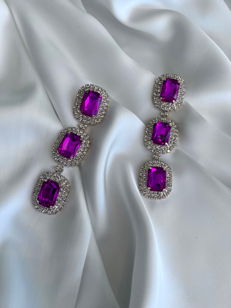 THREE STONE EARRINGS